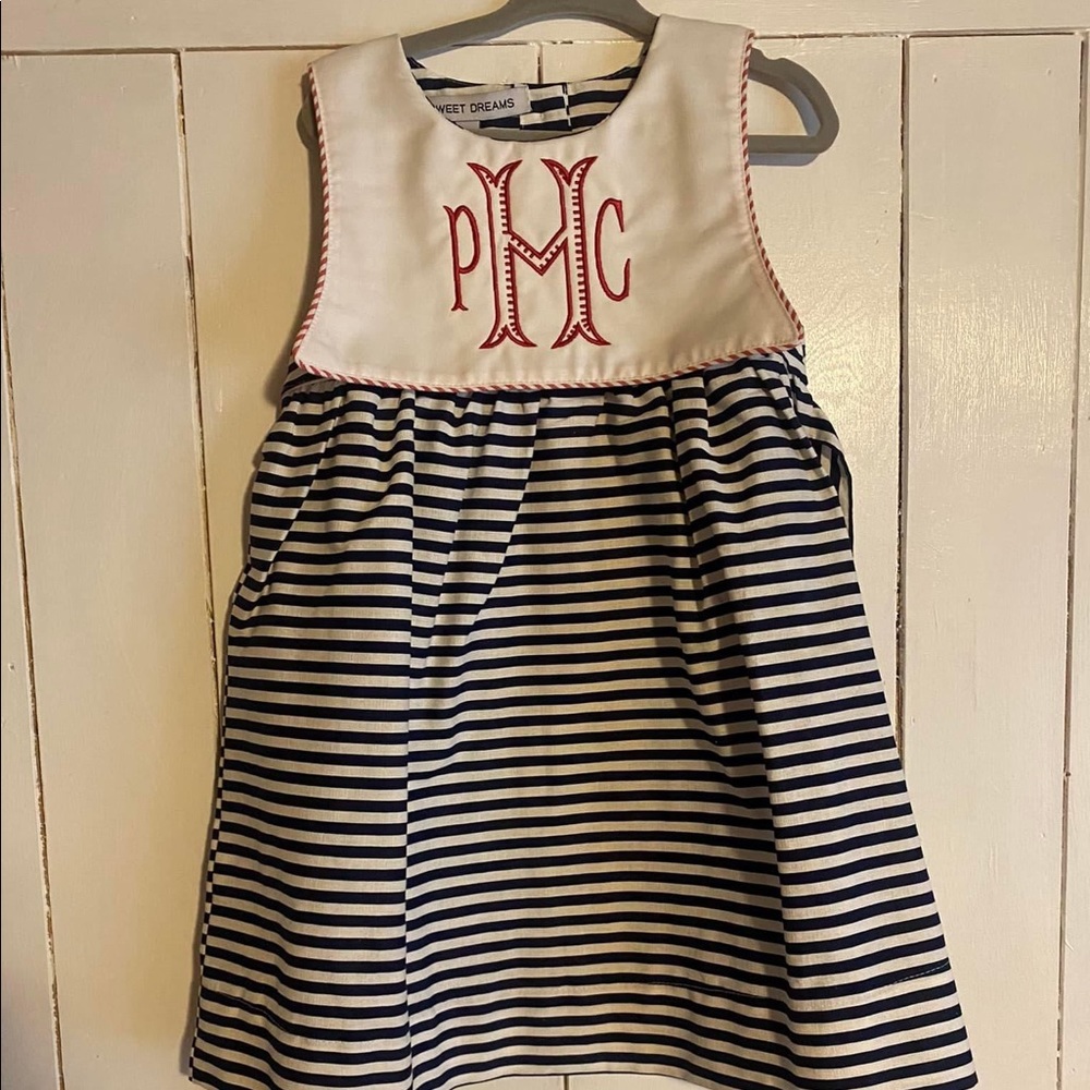 Monogram navy dress